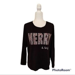 Women’s Merry Sophia & Jayne Top Black Merry Embellished Long Sleeves Soft